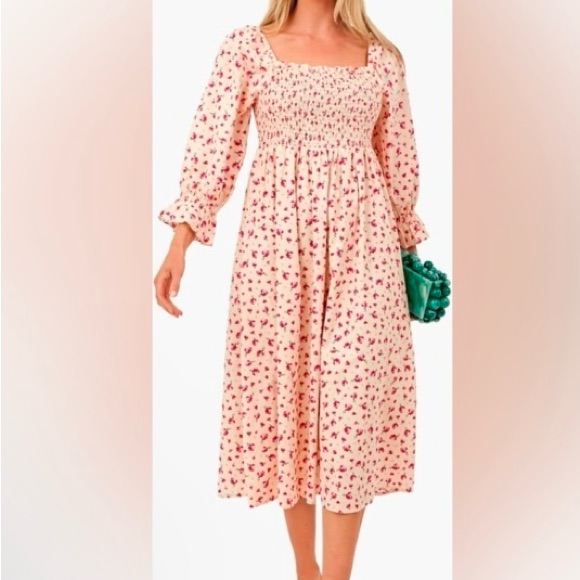 Hyacinth House Tuckernuck Floral Smocked Puff Sleeve Floral Dress